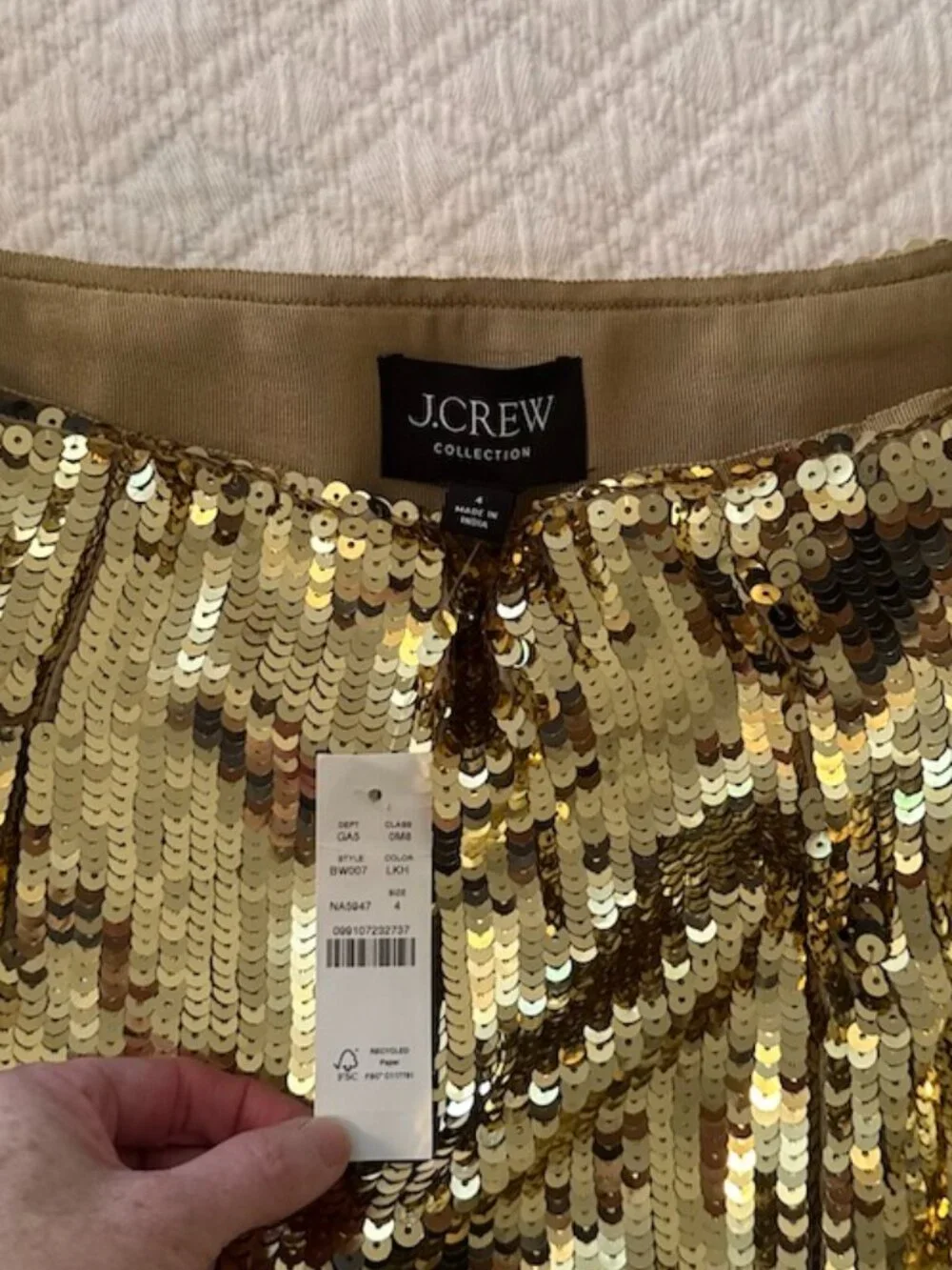 NWT J.Crew Collection Gold Sequin Slip Skirt - Size 4